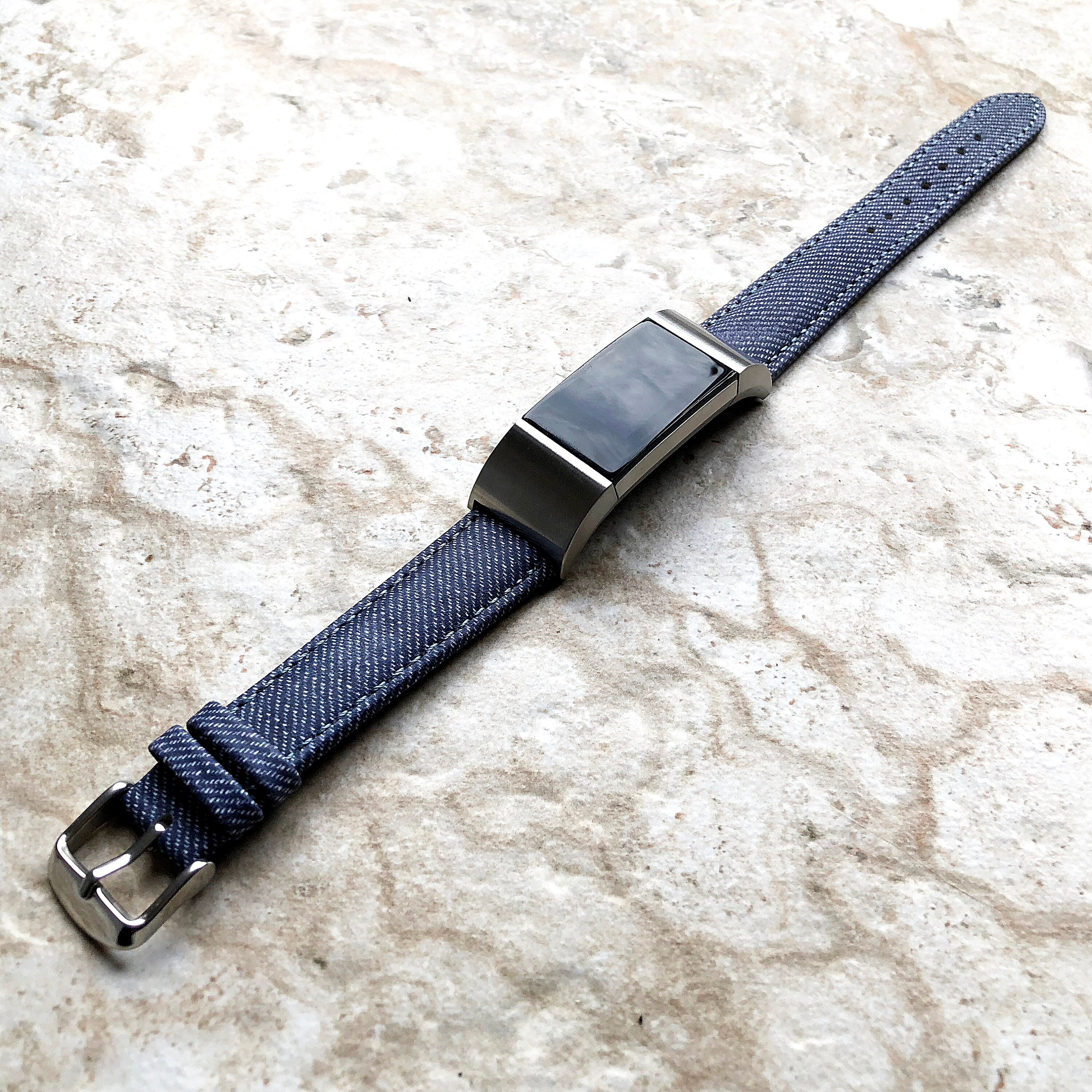 Fitbit Charge 6 5 4 3 JDB Soft Leather Jeans Band Strap for Fitness Tracker Replacement Wristband Bracelet Adapters Quick Release Connectors